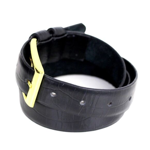 CLASSIC STYLE BLACK GENUINE LEATHER 1 1/8"Wd CASUAL DRESS MEN'S BELT Sz 34 (X85 - Picture 3 of 12